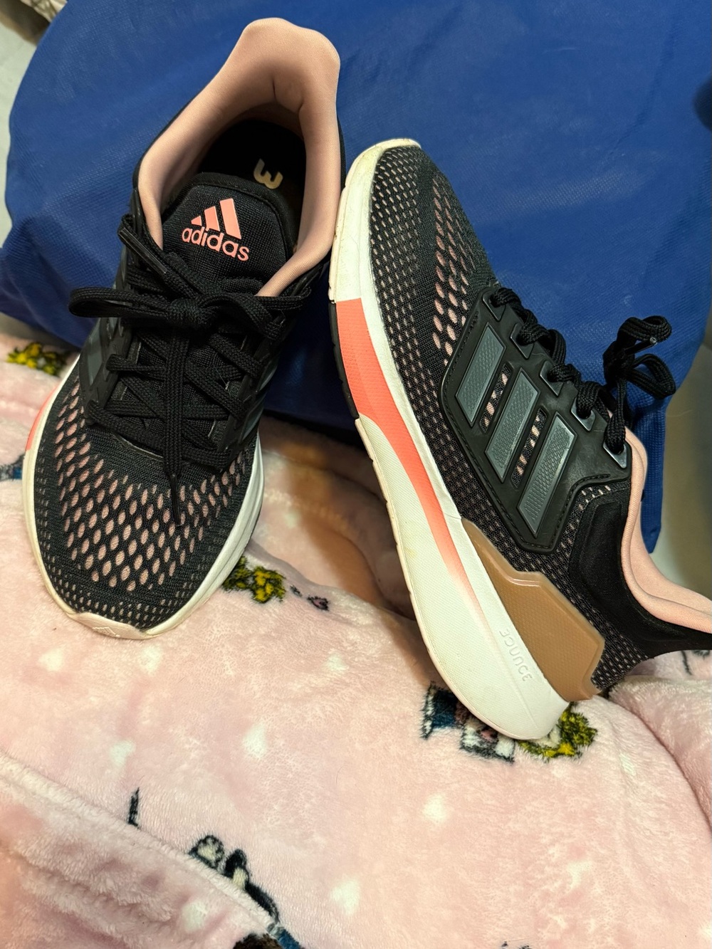 adidas Women’s Black Running Shoes with Pink & Tan Accents